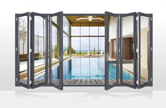 Ανθεκτικότητα σε τυφώνες Μαύρες διπλές πόρτες αλουμινίου με παχύ προφίλ