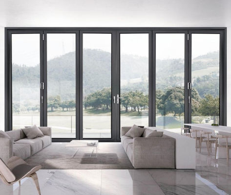 Προσαρμόσιμη οικία Αλουμινίου Πύλη αναδιπλώσιμη Λαμινοποιημένο γυαλί με κλειδωτή λαβή