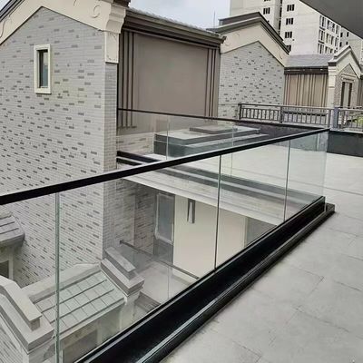 Χωρίς πλαίσιο Αλουμίνιο U Channel Glass Railing Στρογγυλό U Channel Balustrade