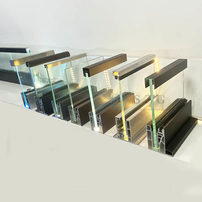12mm σκάλα χωρίς πλαίσιο γυάλινο μπαλκόνι περίφραξη U κανάλι με φως LED