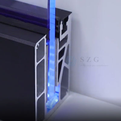 12mm σκάλα χωρίς πλαίσιο γυάλινο μπαλκόνι περίφραξη U κανάλι με φως LED