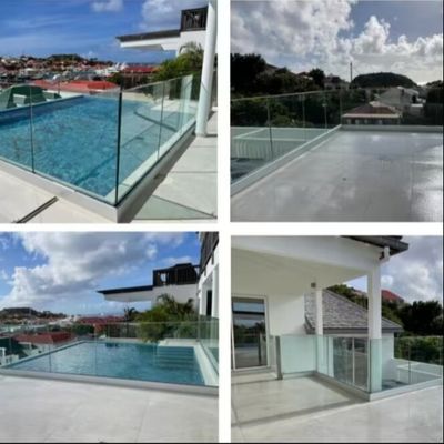 Χρωματιστά LED Light U Channel Glass Railing με 8-16mm Laminated Glass και εγγύηση άνω των 5 ετών