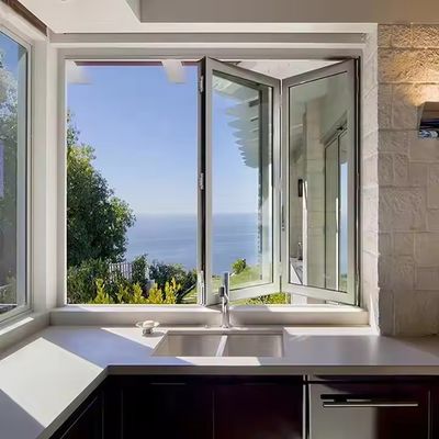 1.5mm Αλουμινίου Διπλώσιμα παράθυρα Μακροχρόνια με οριζόντια διπλώσιμα μοτίβο και ανωτισμένο φρέμα φινίρισμα