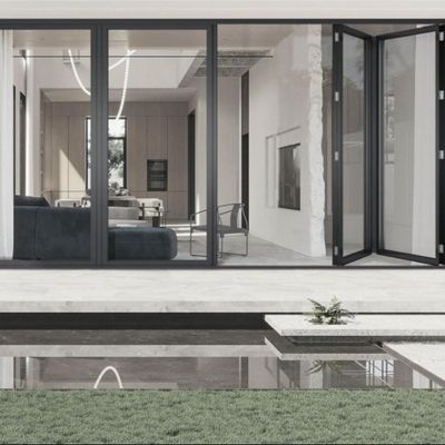 Προσαρμοσμένα μεγέθη Αλουμινίου διπλές εξωτερικές πόρτες ανθεκτική θερμική μόνωση πολλαπλών πάνελ