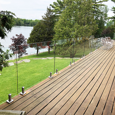 Αλουμινίου U Channel Glass Railing Χωρίς πλαίσιο 12mm Tempered Glass Outdoor Composite Decking Balustrade Kits