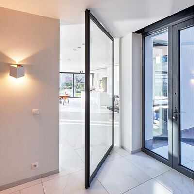 6+6mm 8+8mm Clear Tempered Laminated Glass Iron Steel Security Pivot Door